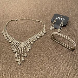 Silver Jewelry Set - Necklace, Earrings & Bracelet